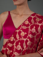 Dark Pink Meenakari Uppada Katan Silk Handloom Banarasi Saree - Sacred Weaves
