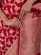 Dark Pink Meenakari Uppada Katan Silk Handloom Banarasi Saree - Sacred Weaves