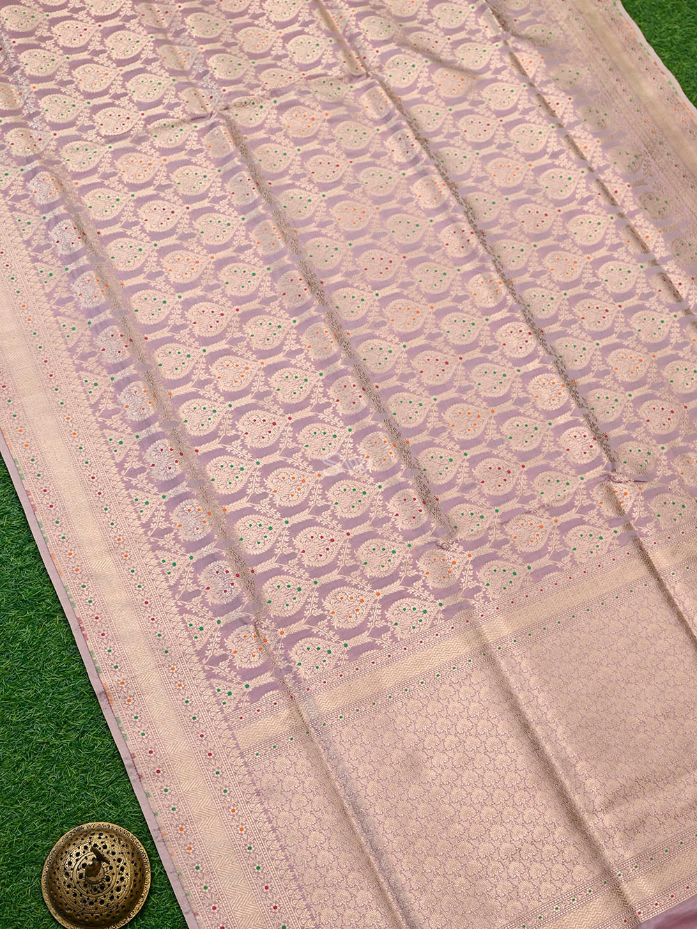 Pastel Onion Pink Meenakari Uppada Katan Silk Handloom Banarasi Saree - Gift Box - Sacred Weaves