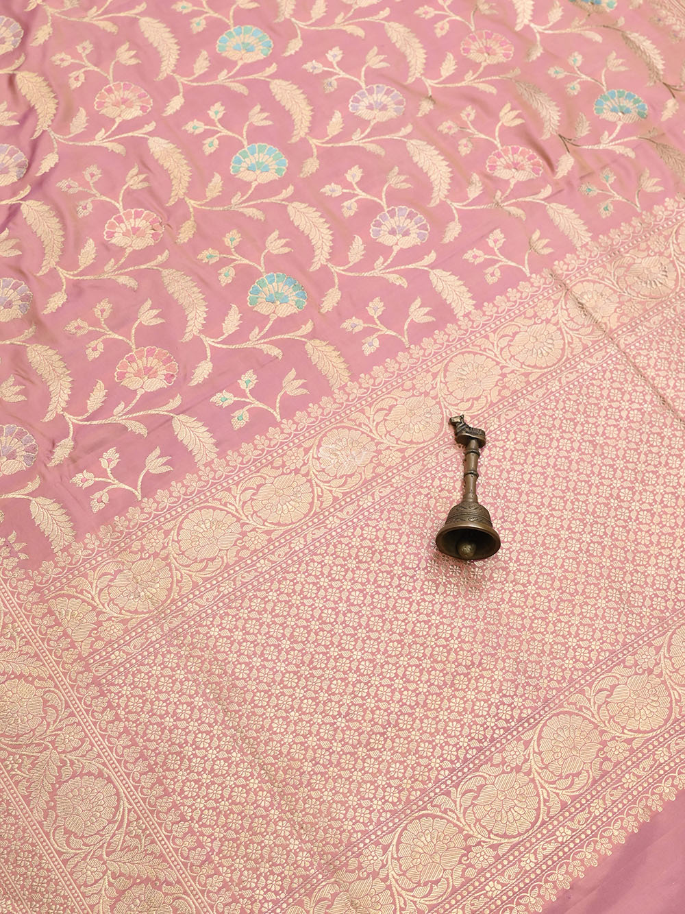 Peach Meenakari Katan Silk Handloom Banarasi Saree - Sacred Weaves