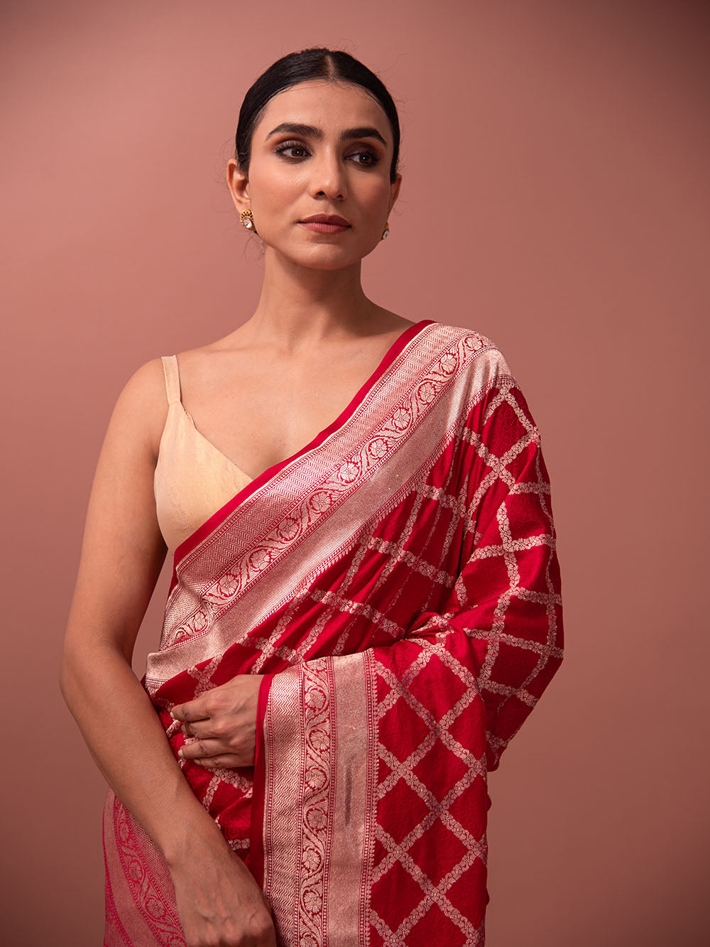 Pink Red Mashru Satin Silk Handloom Banarasi Saree - Sacred Weaves