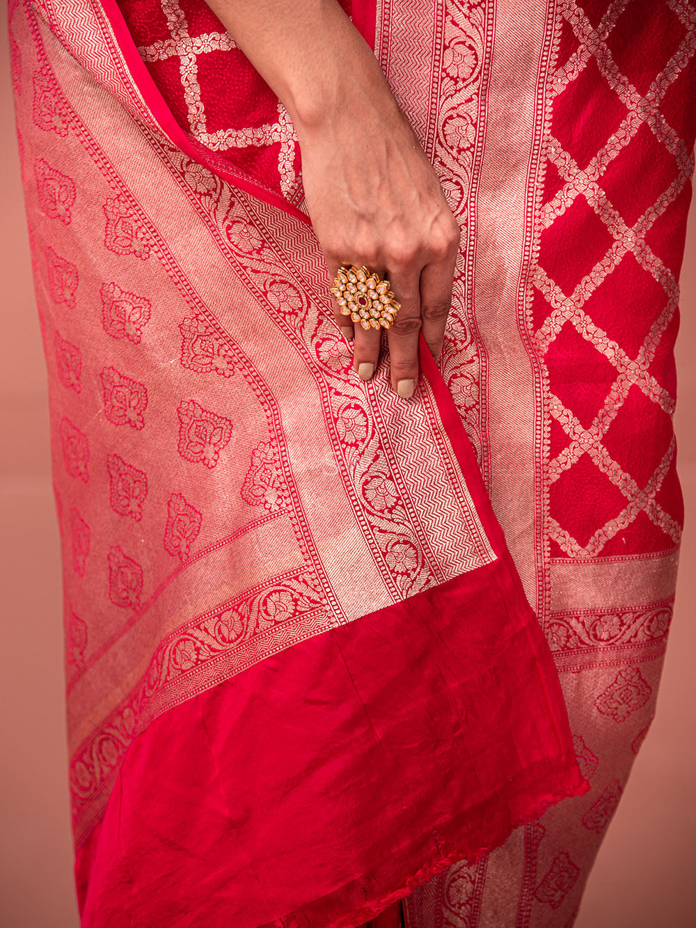 Pink Red Mashru Satin Silk Handloom Banarasi Saree - Sacred Weaves