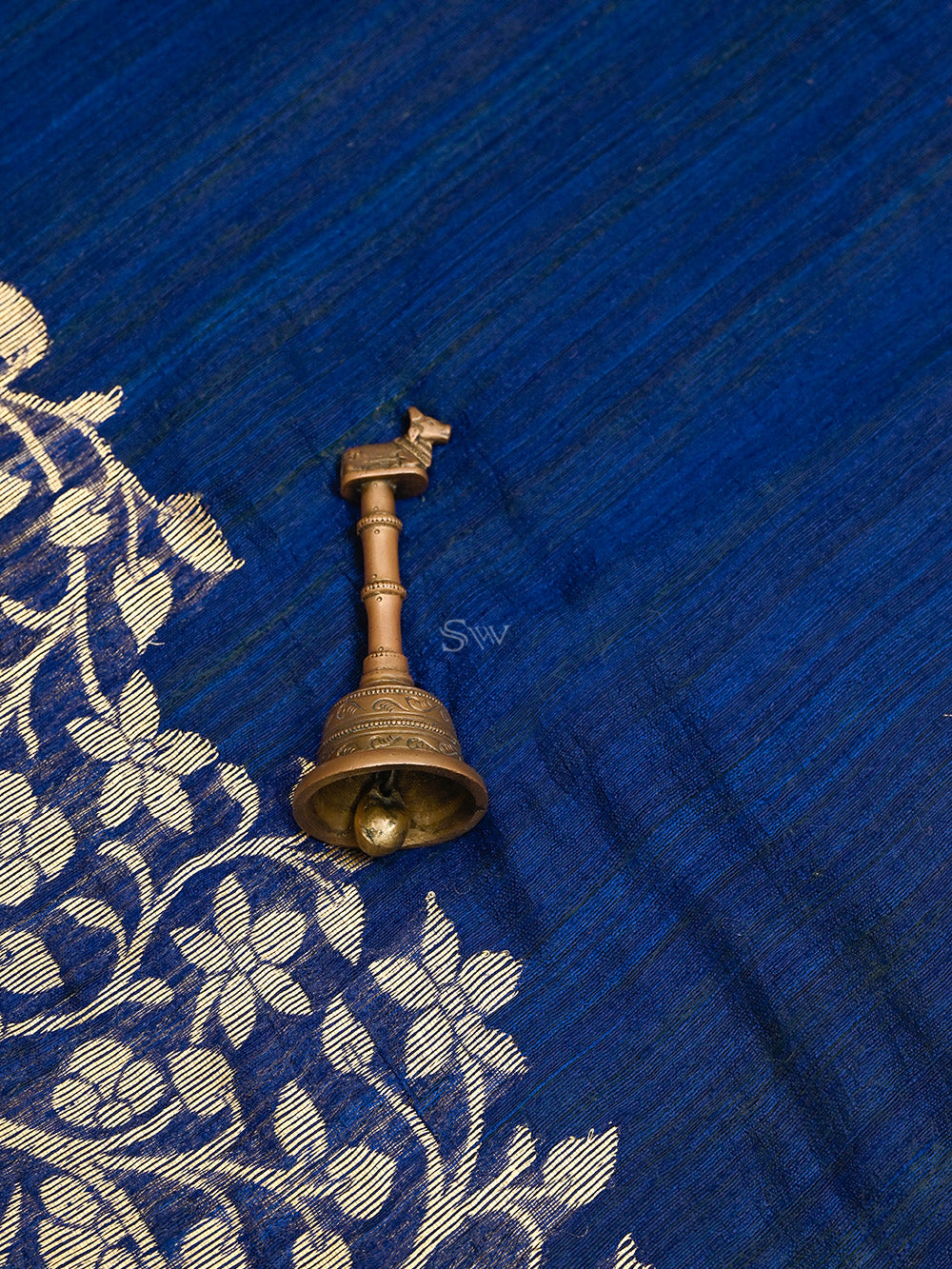 Royal Blue Shikargah Border Dupion Silk Handloom Banarasi Saree - Sacred Weaves