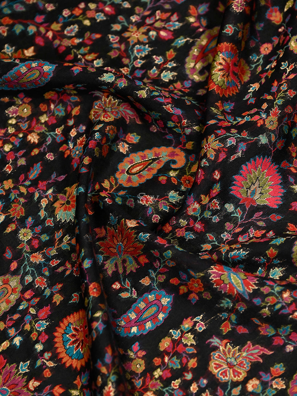 Black Pashmina Moonga Silk Handloom Banarasi Saree - Sacred Weaves