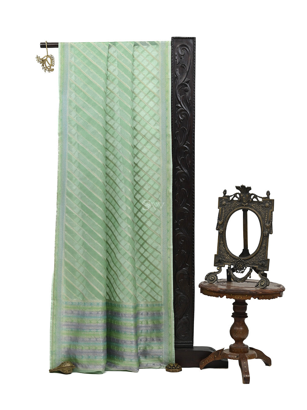 Pastel Green Rangkat Organza Handloom Banarasi Saree - Sacred Weaves