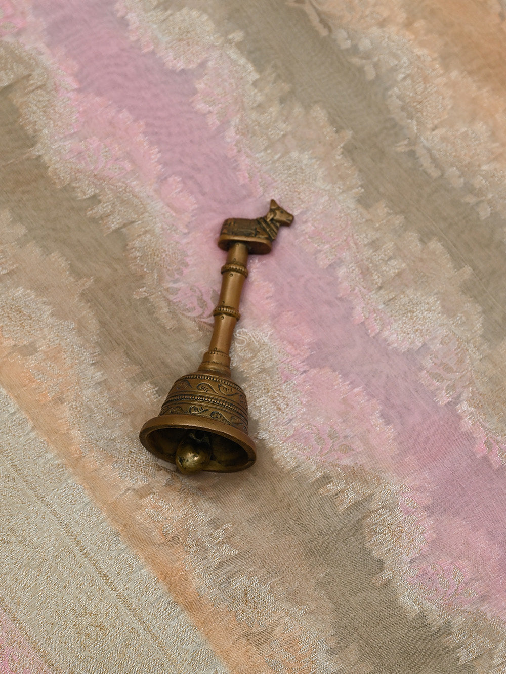 Pastel Pink Beige Rangkat Organza Handloom Banarasi Saree - Sacred Weaves