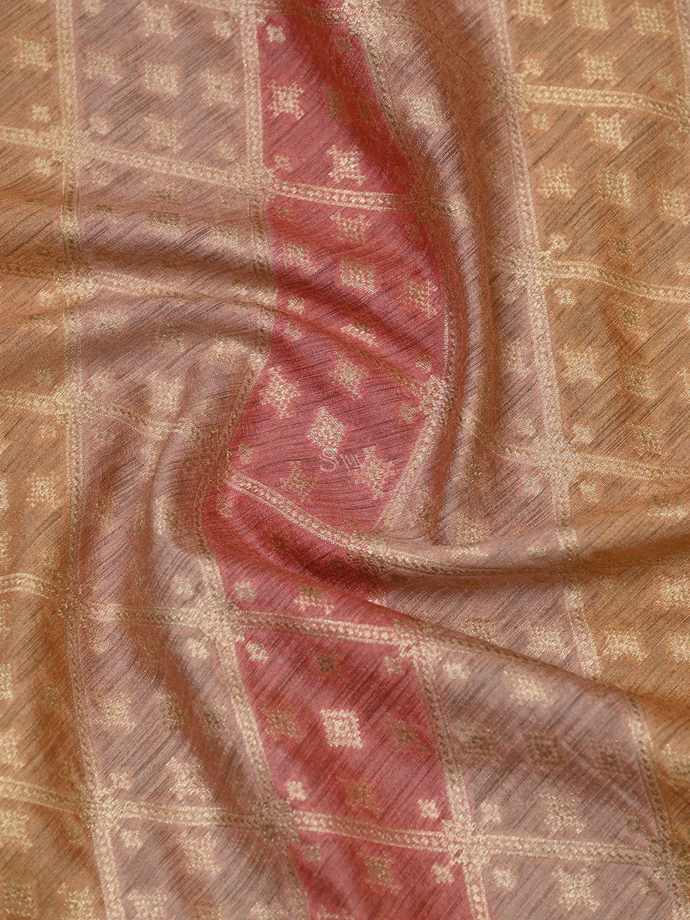 Pastel Pink Orange Rangkat Moonga Silk Handloom Banarasi Saree - Sacred Weaves