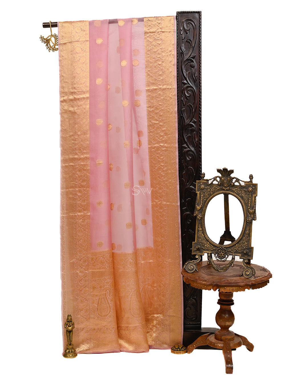 Pastel Purple Booti Organza Handloom Banarasi Saree - Sacred Weaves