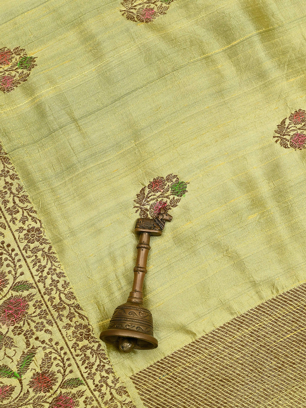 Yellow Broad Border Dupion Silk Handloom Banarasi Saree - Sacred Weaves