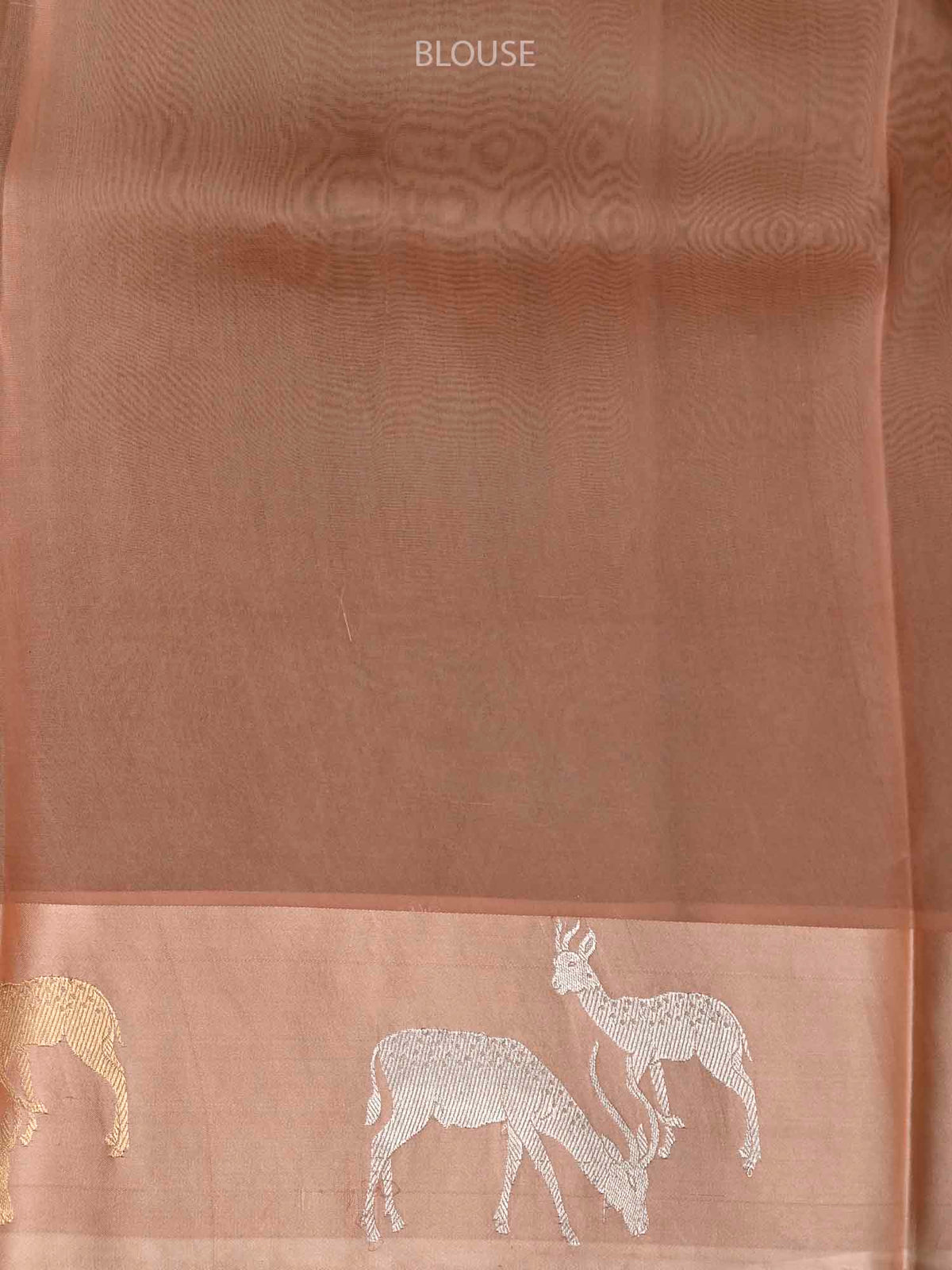 Rose Gold Booti Organza Handloom Banarasi Saree - Sacred Weaves