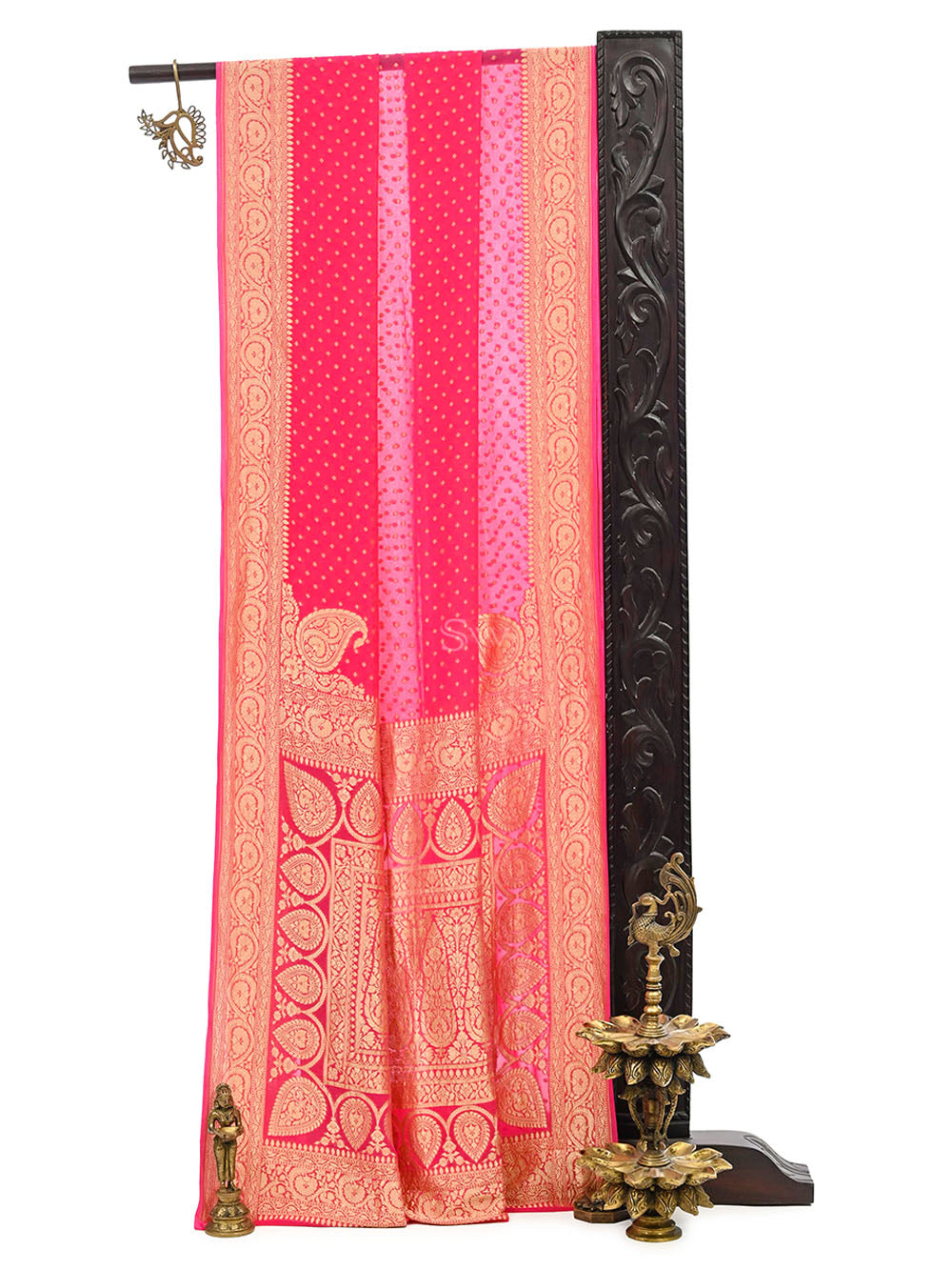 Pink Konia Khaddi Georgette Handloom Banarasi Saree - Sacred Weaves