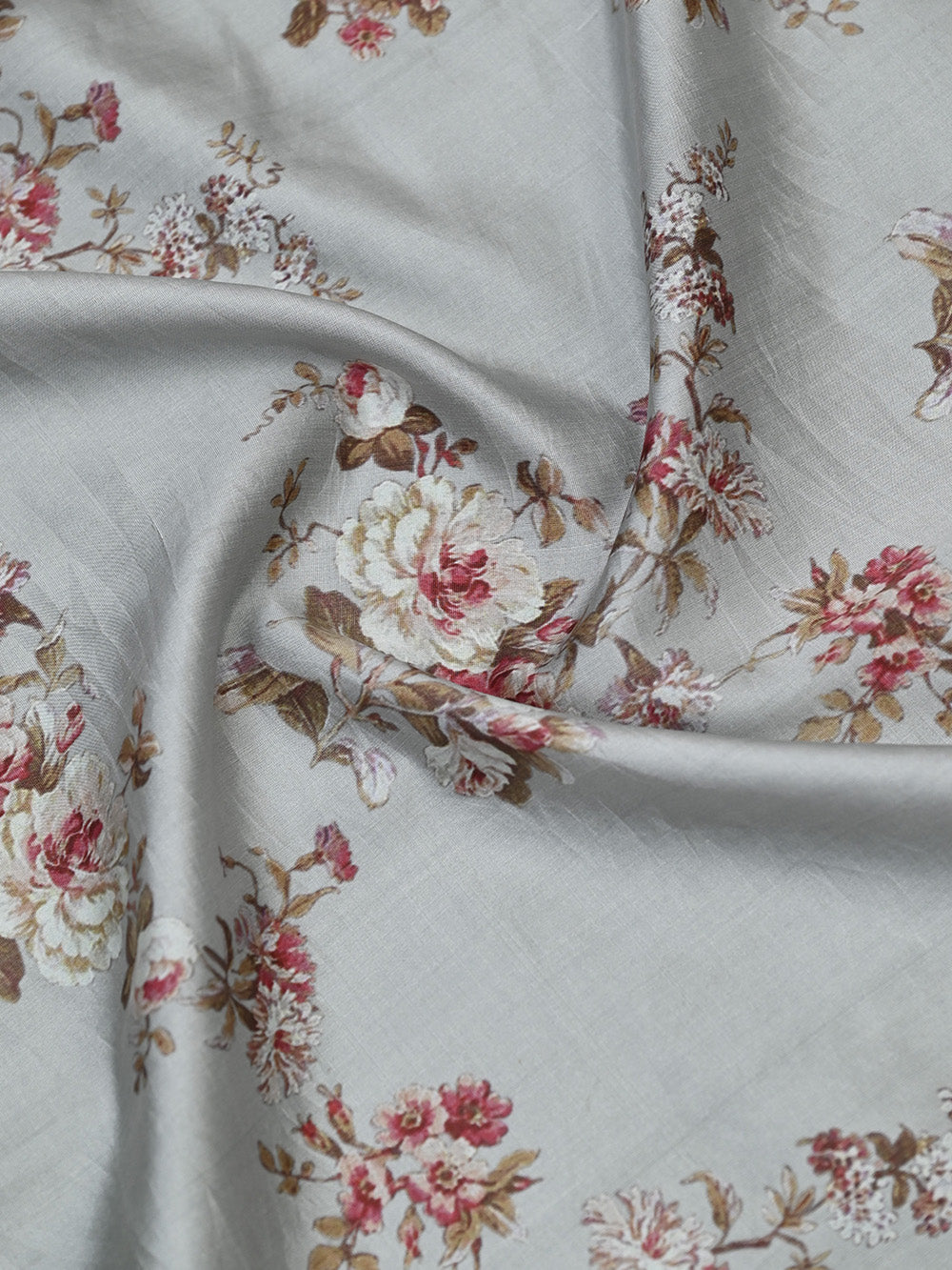 Grey Chiniya Silk Handloom Printed Banarasi Saree - Sacred Weaves