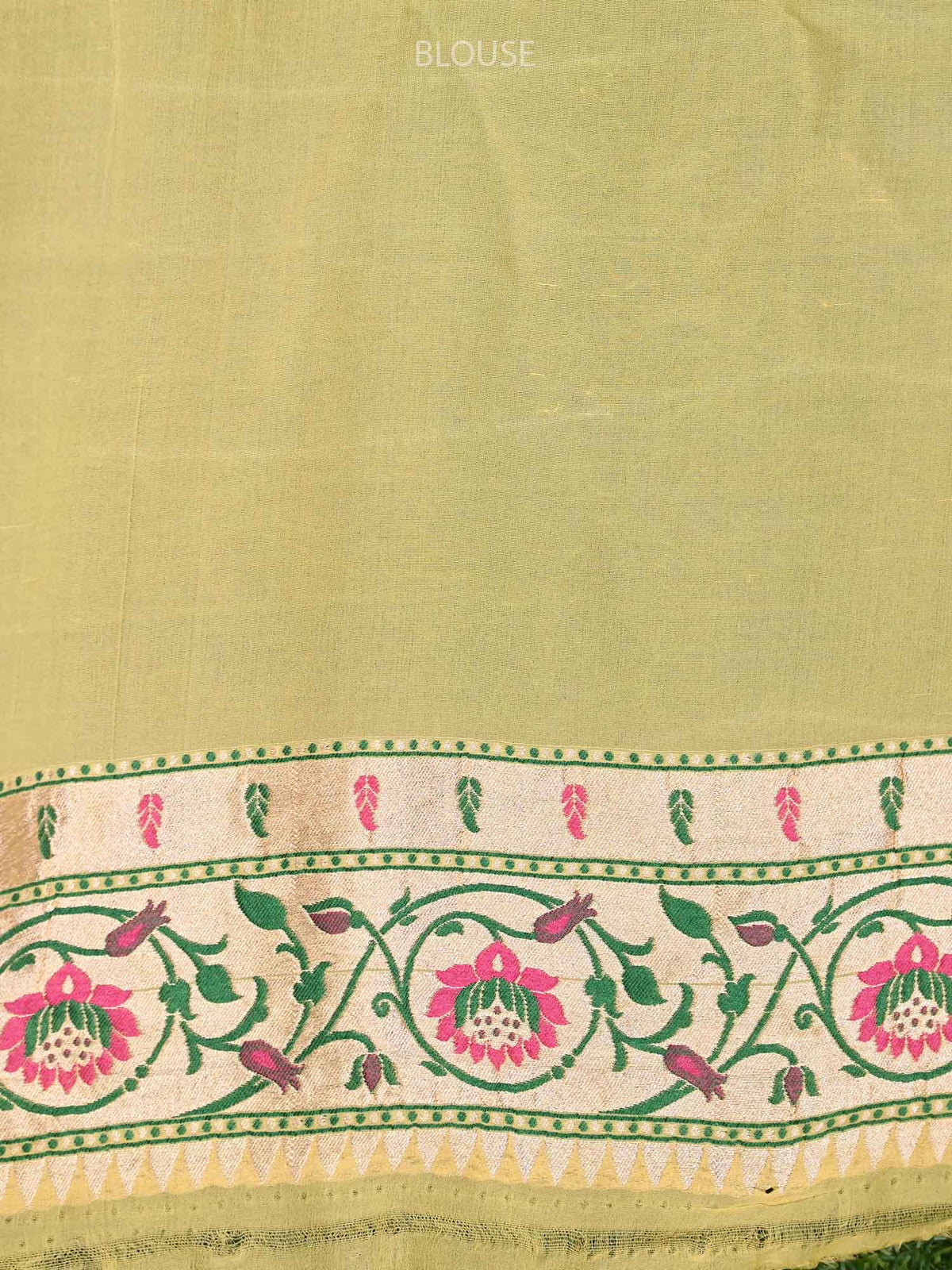 Yellow Peach Paithani Rangkat Khaddi Georgette Handloom Banarasi Saree - Sacred Weaves