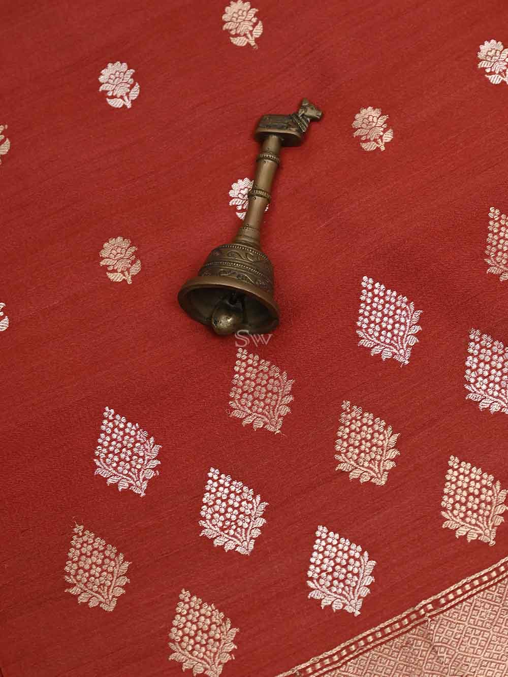 Red Tussar Silk Handloom Banarasi Suit - Sacred Weaves