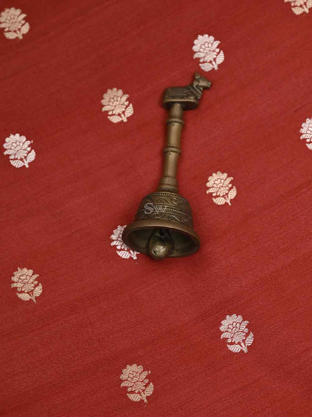 Red Tussar Silk Handloom Banarasi Suit - Sacred Weaves