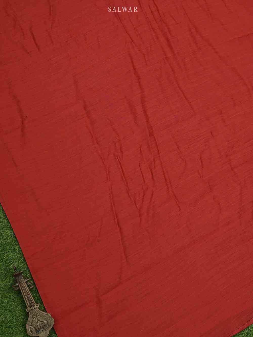 Red Tussar Silk Handloom Banarasi Suit - Sacred Weaves