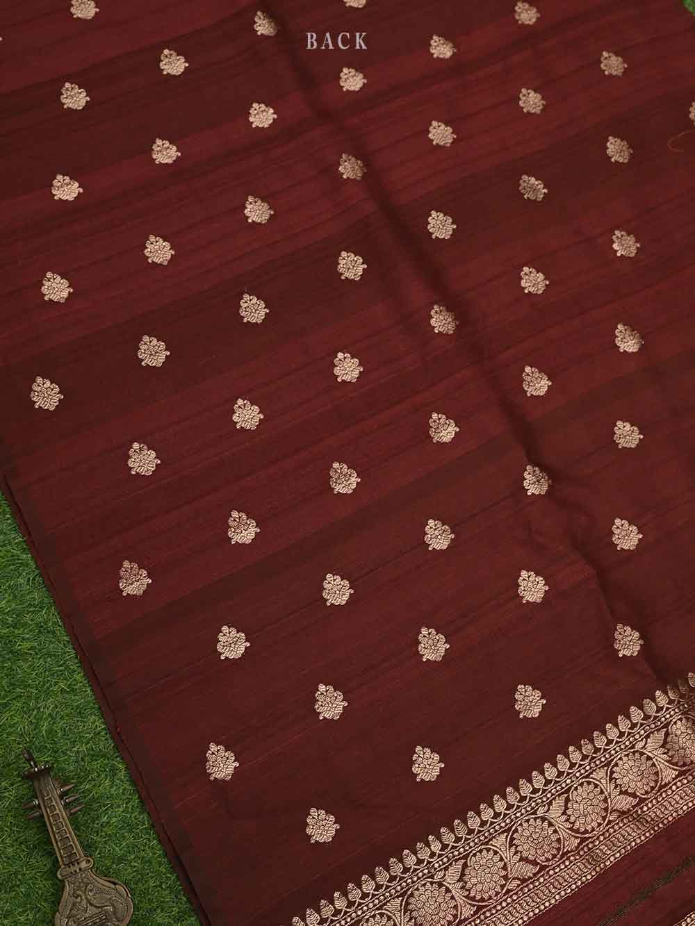 Maroon Tussar Silk Handloom Banarasi Suit - Sacred Weaves