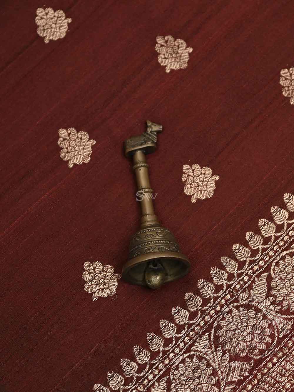 Maroon Tussar Silk Handloom Banarasi Suit - Sacred Weaves