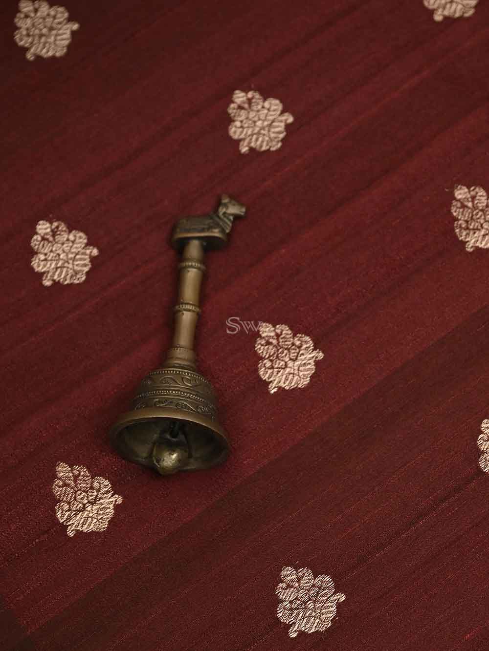 Maroon Tussar Silk Handloom Banarasi Suit - Sacred Weaves