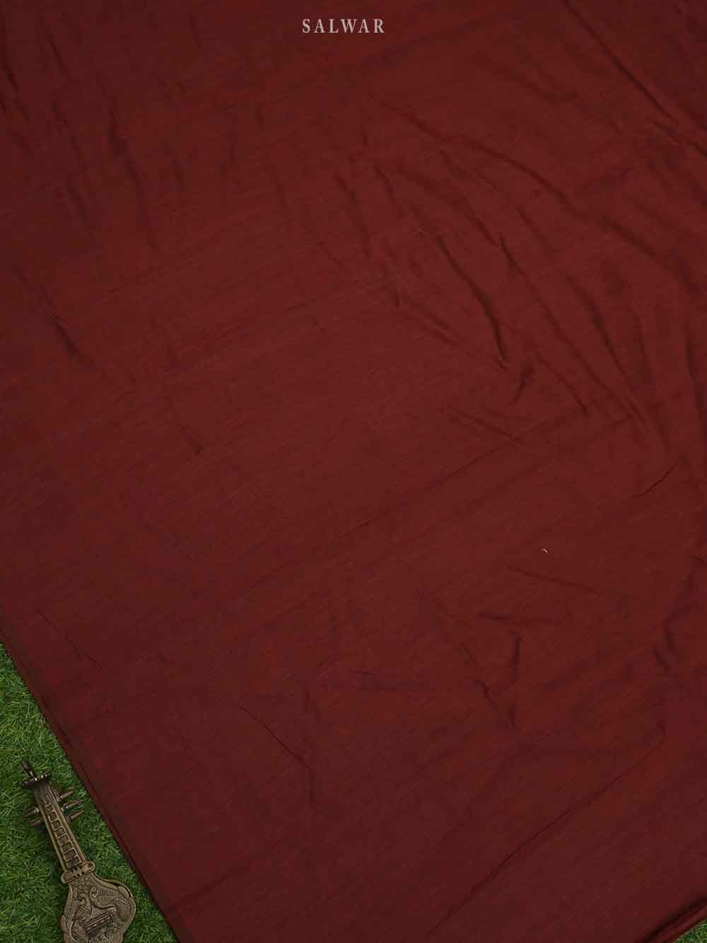 Maroon Tussar Silk Handloom Banarasi Suit - Sacred Weaves