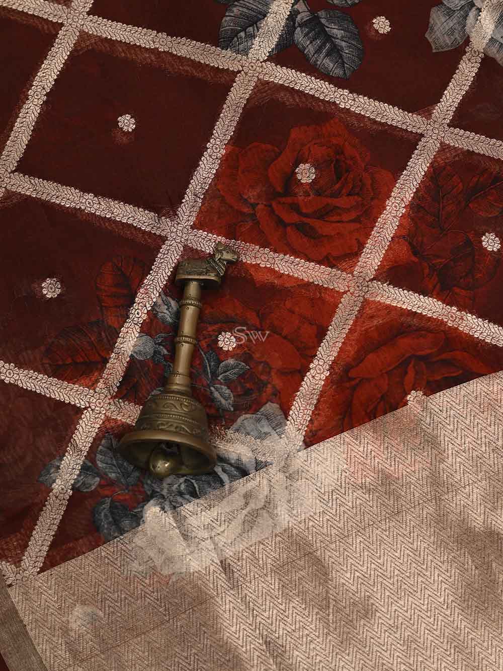 Maroon Tussar Silk Handloom Banarasi Suit - Sacred Weaves