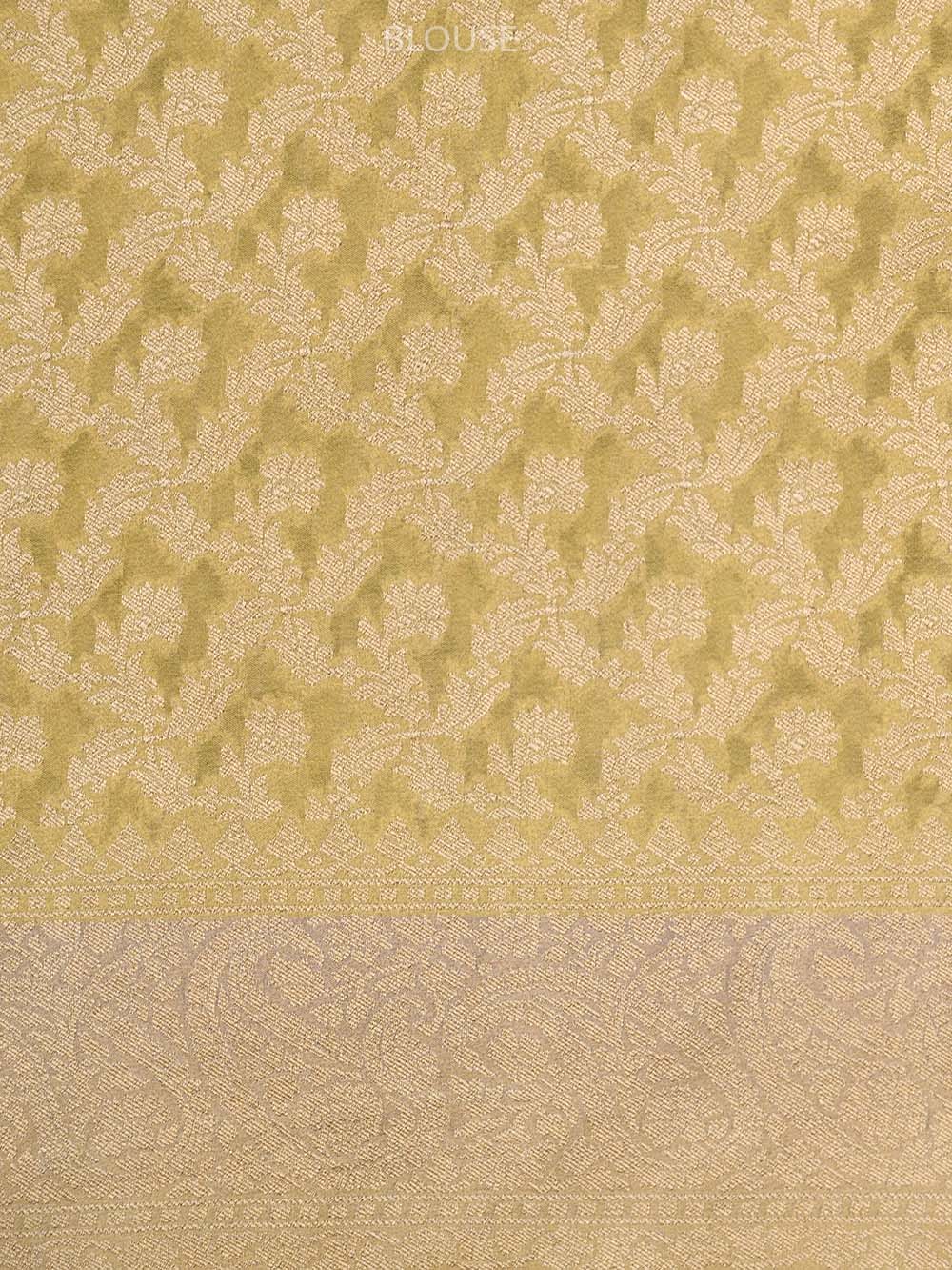 Yellow Booti Crepe Printed Banarasi Saree - Sacred Weaves