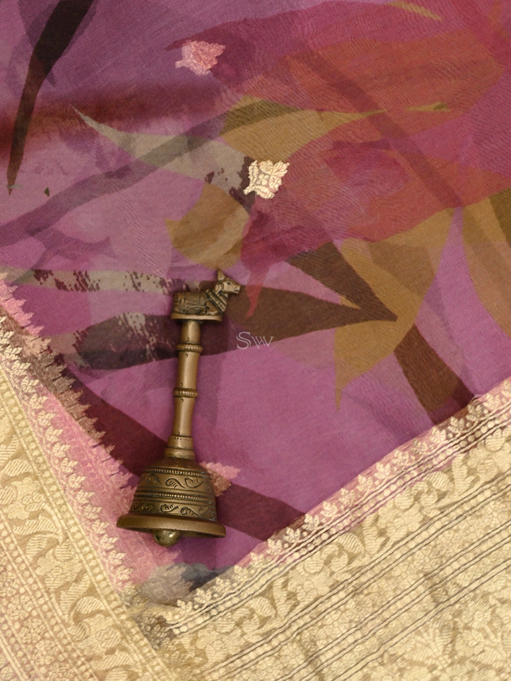 Magenta Booti Organza Printed Banarasi Saree - Sacred Weaves