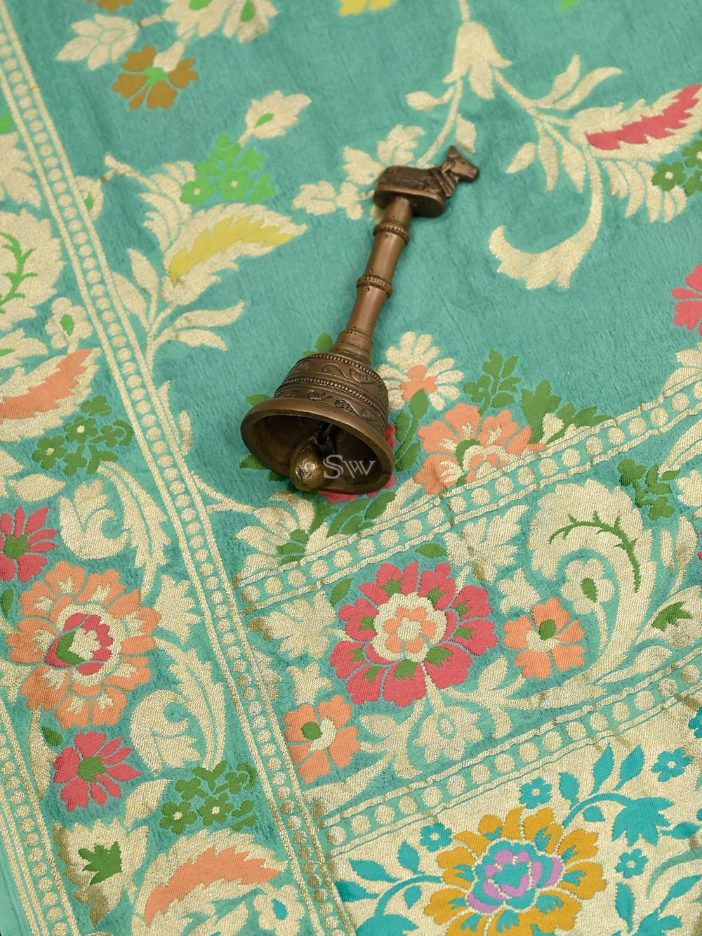 Pastel Green Meenakari Khaddi Georgette Handloom Banarasi Saree - Sacred Weaves