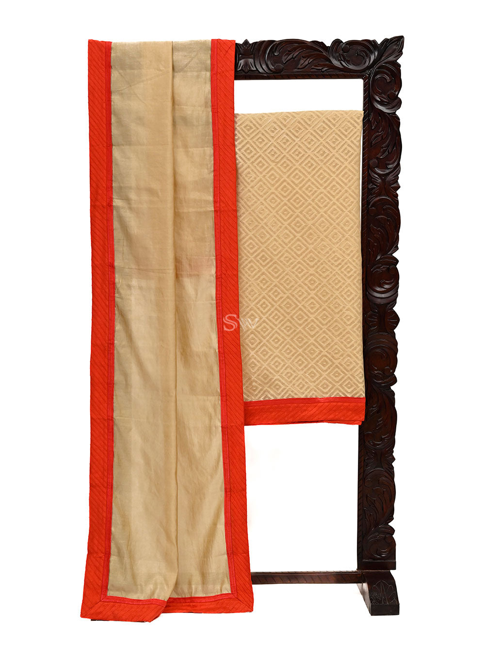 Cream Cotton Silk Handloom Banarasi Suit - Sacred Weaves