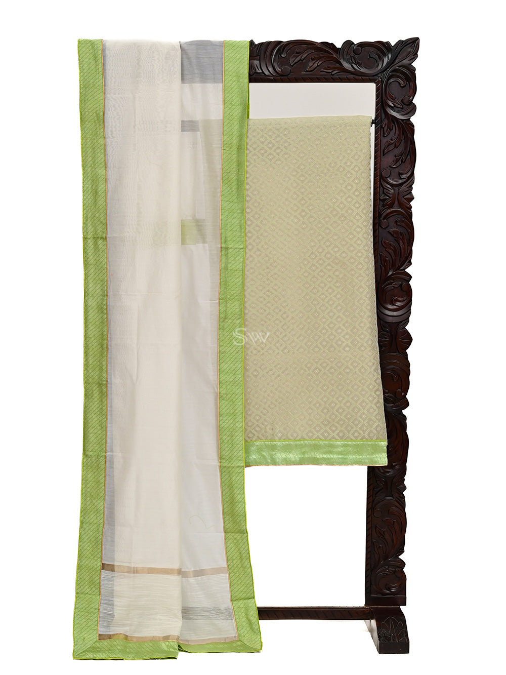 Green Cotton Silk Handloom Banarasi Suit - Sacred Weaves