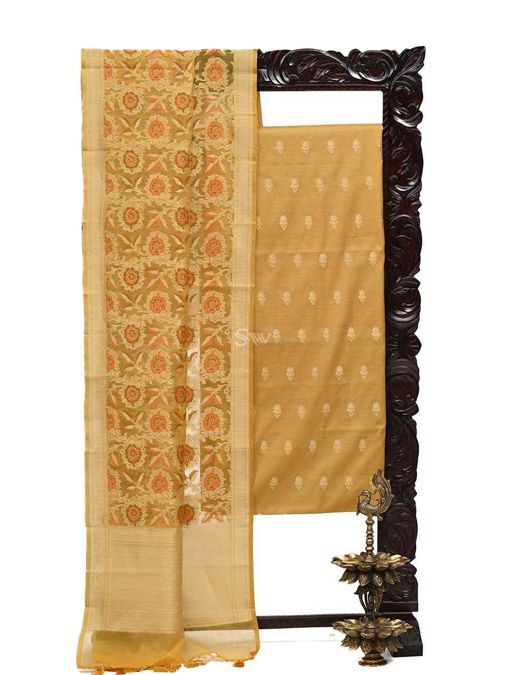 Yellow Tusser Silk Handloom Banarasi Suit - Sacred Weaves