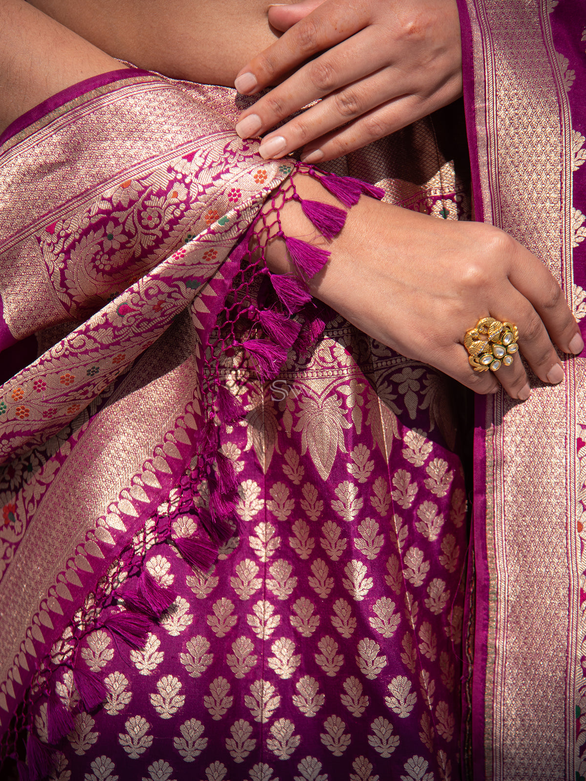 Purple Meenakari Handloom Banarasi Lehenga - Sacred Weaves