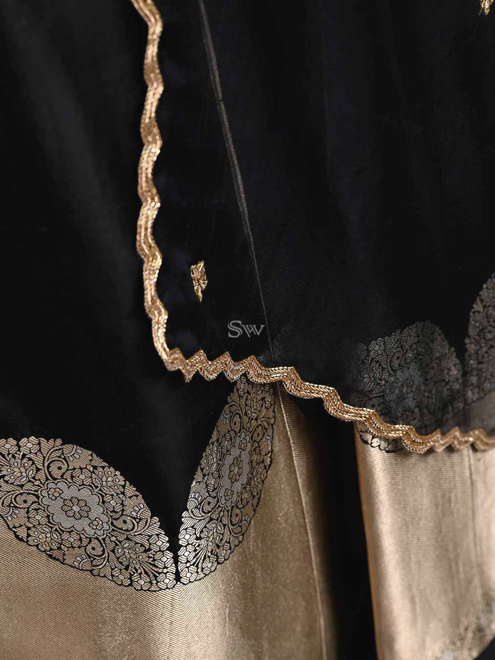 Black Handloom Banarasi Lehenga - Sacred Weaves