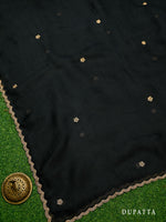 Black Silk Handloom Banarasi Lehenga - Sacred Weaves