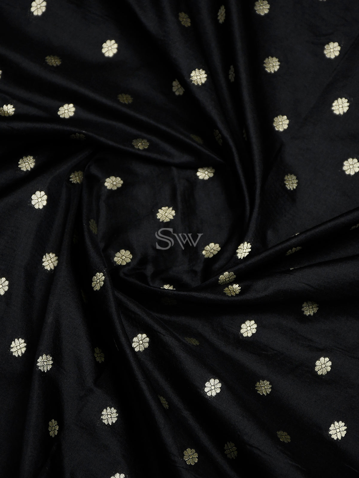 Black Konia Katan Silk Handloom Banarasi Dupatta - Sacred Weaves