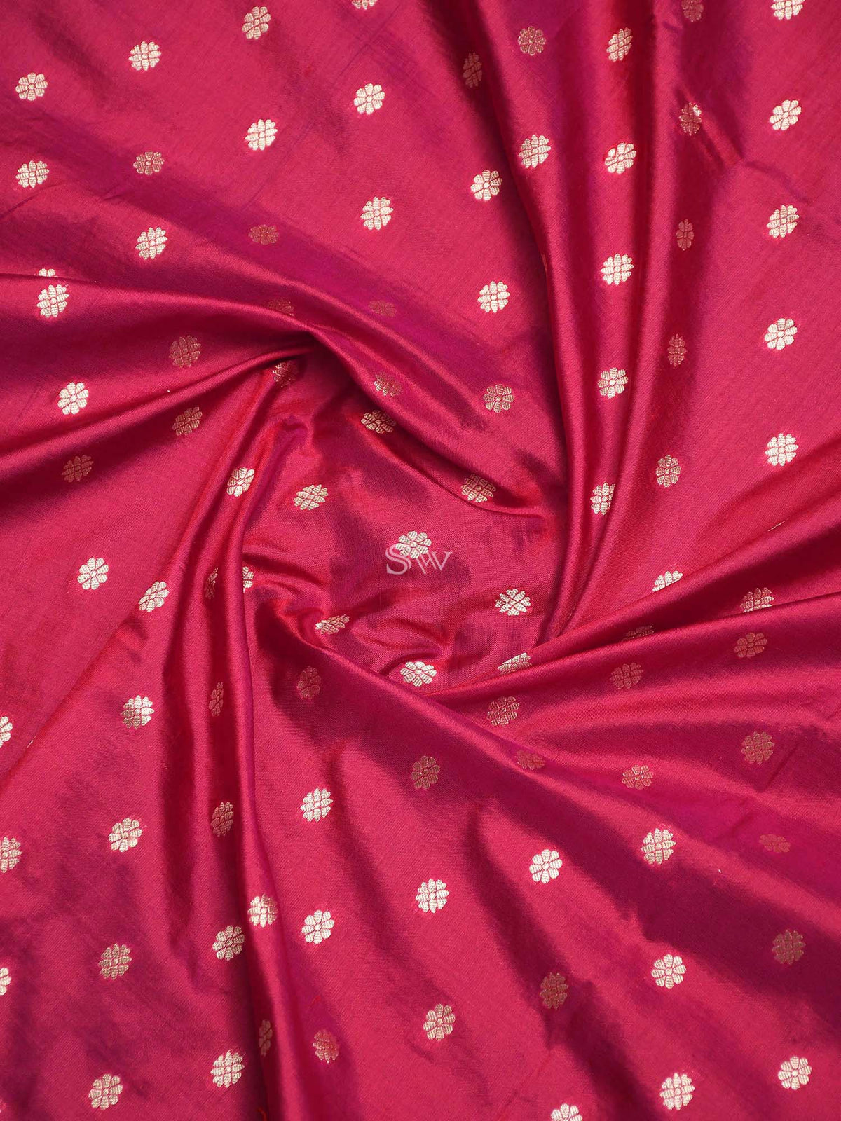 Bright Pink And Bottle Green Konia Katan Silk Handloom Banarasi Dupatta - Sacred Weaves