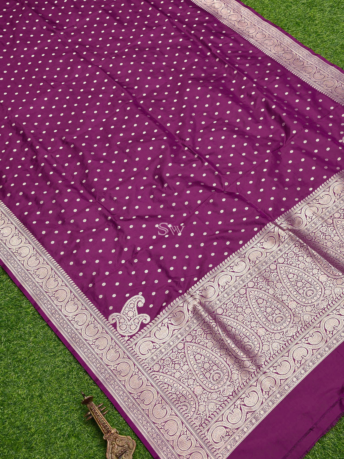 Purple Konia Katan Silk Handloom Banarasi Dupatta