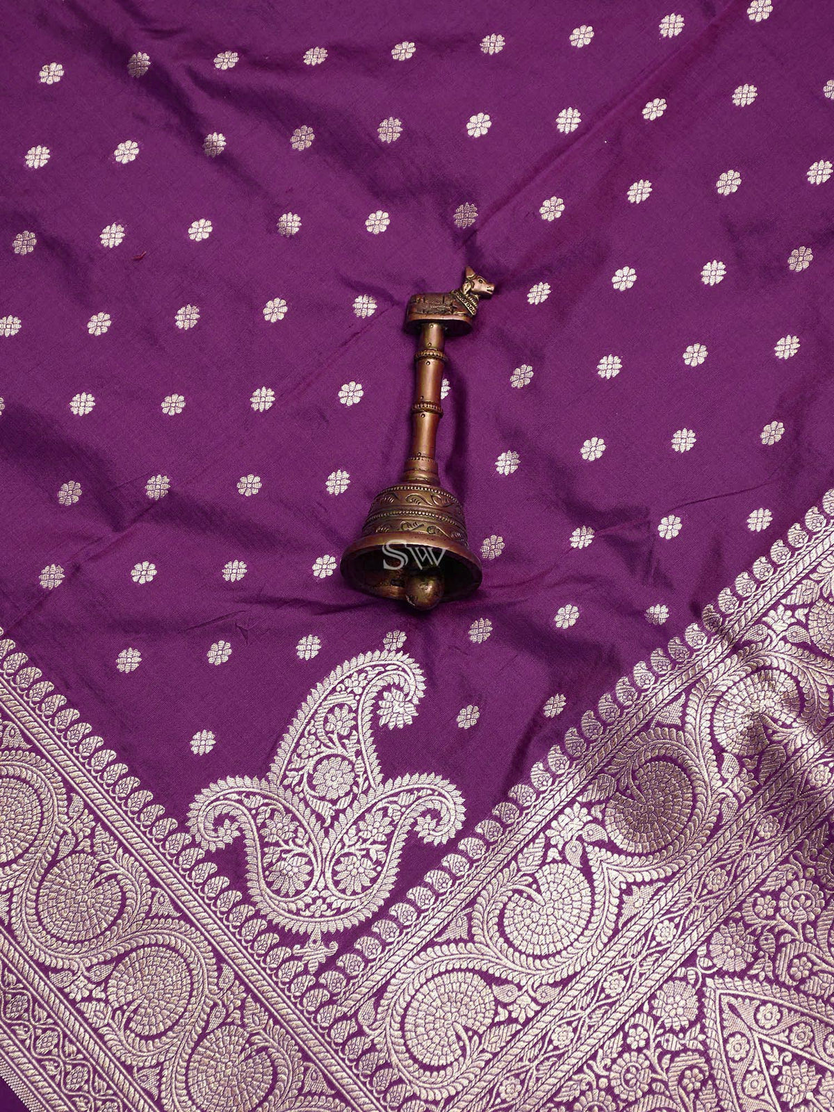 Purple And Red Konia Katan Silk Handloom Banarasi Dupatta