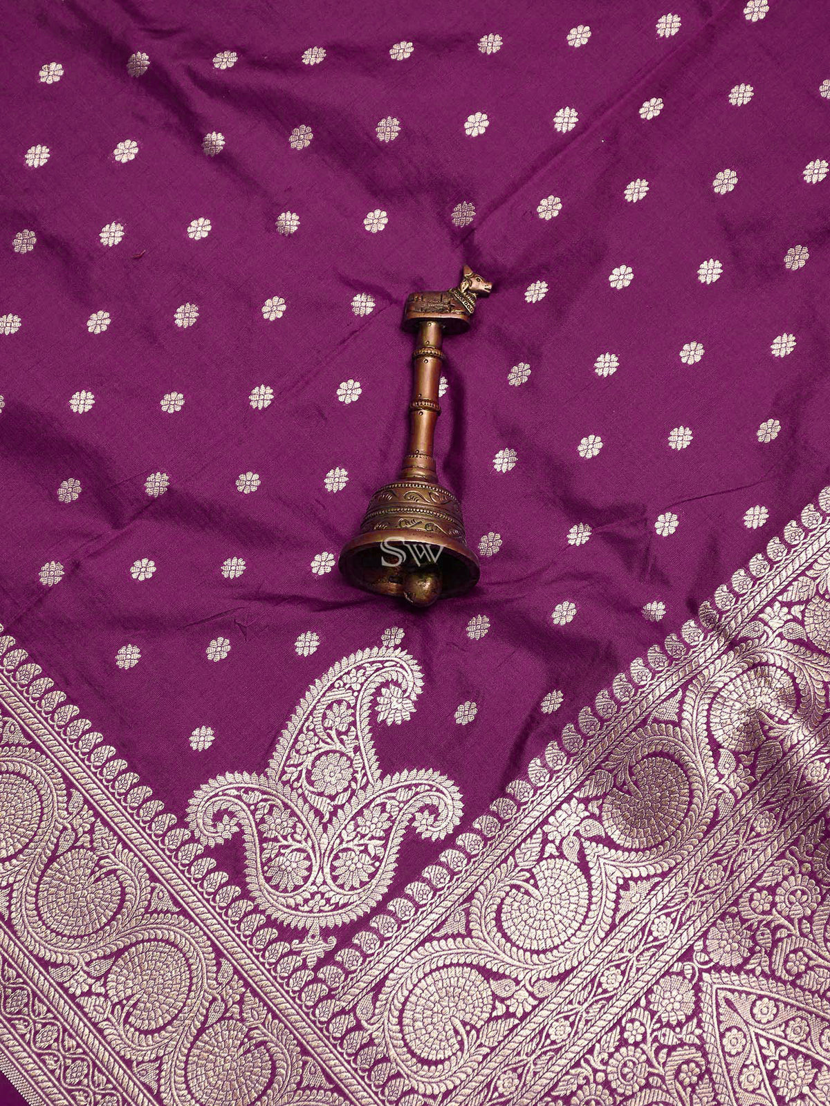 Purple Konia Katan Silk Handloom Banarasi Dupatta