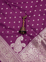 Purple Konia Katan Silk Handloom Banarasi Dupatta