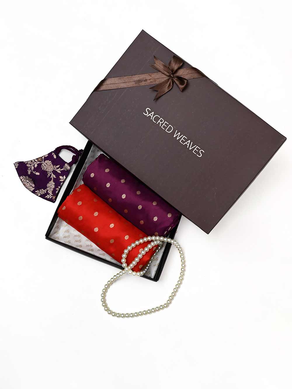 Purple And Red Konia Katan Silk Handloom Banarasi Dupatta - Sacred Weaves