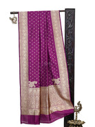 Purple Konia Katan Silk Handloom Banarasi Dupatta - Sacred Weaves