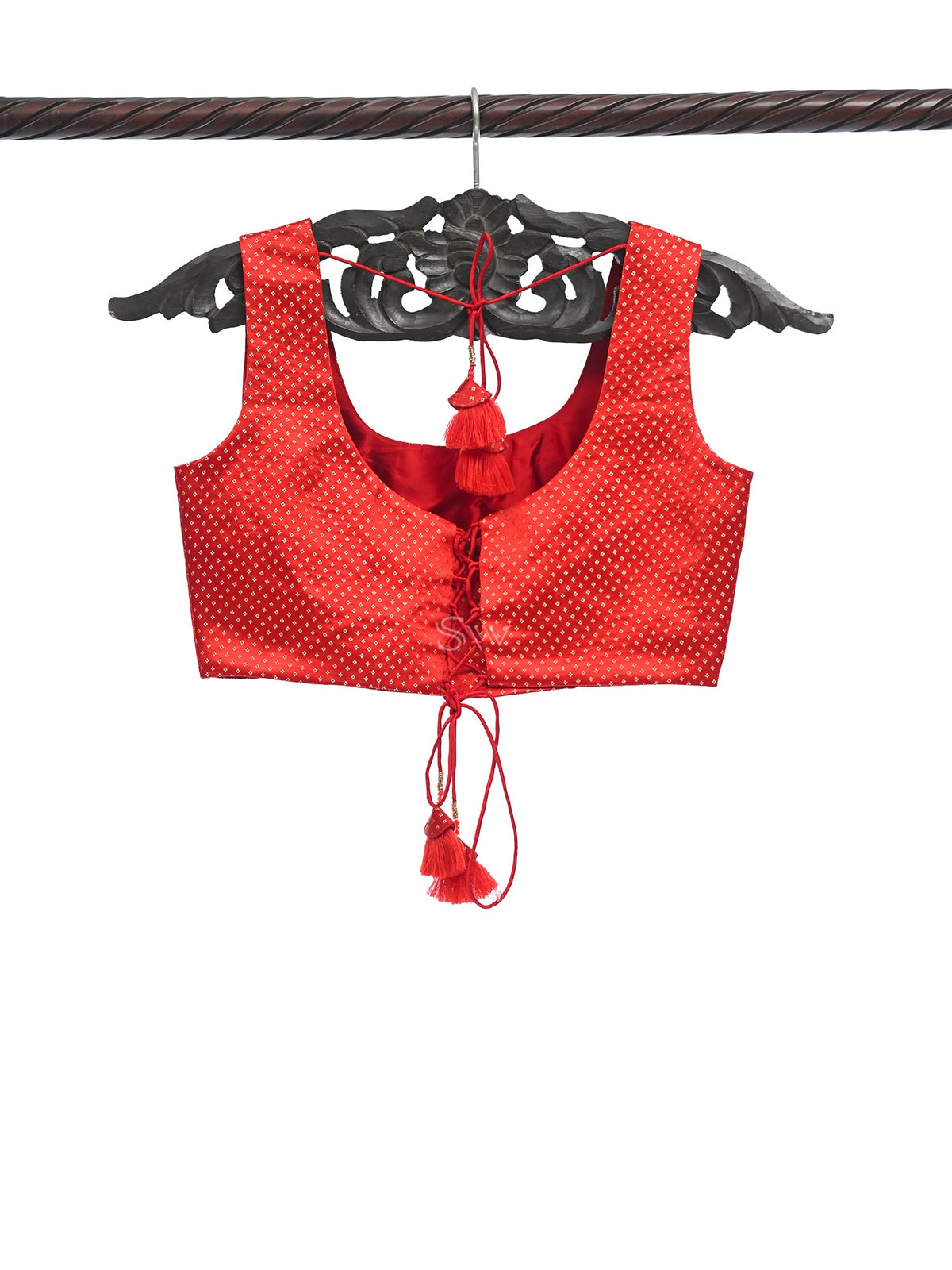 Red Silk Ready-made Blouse
