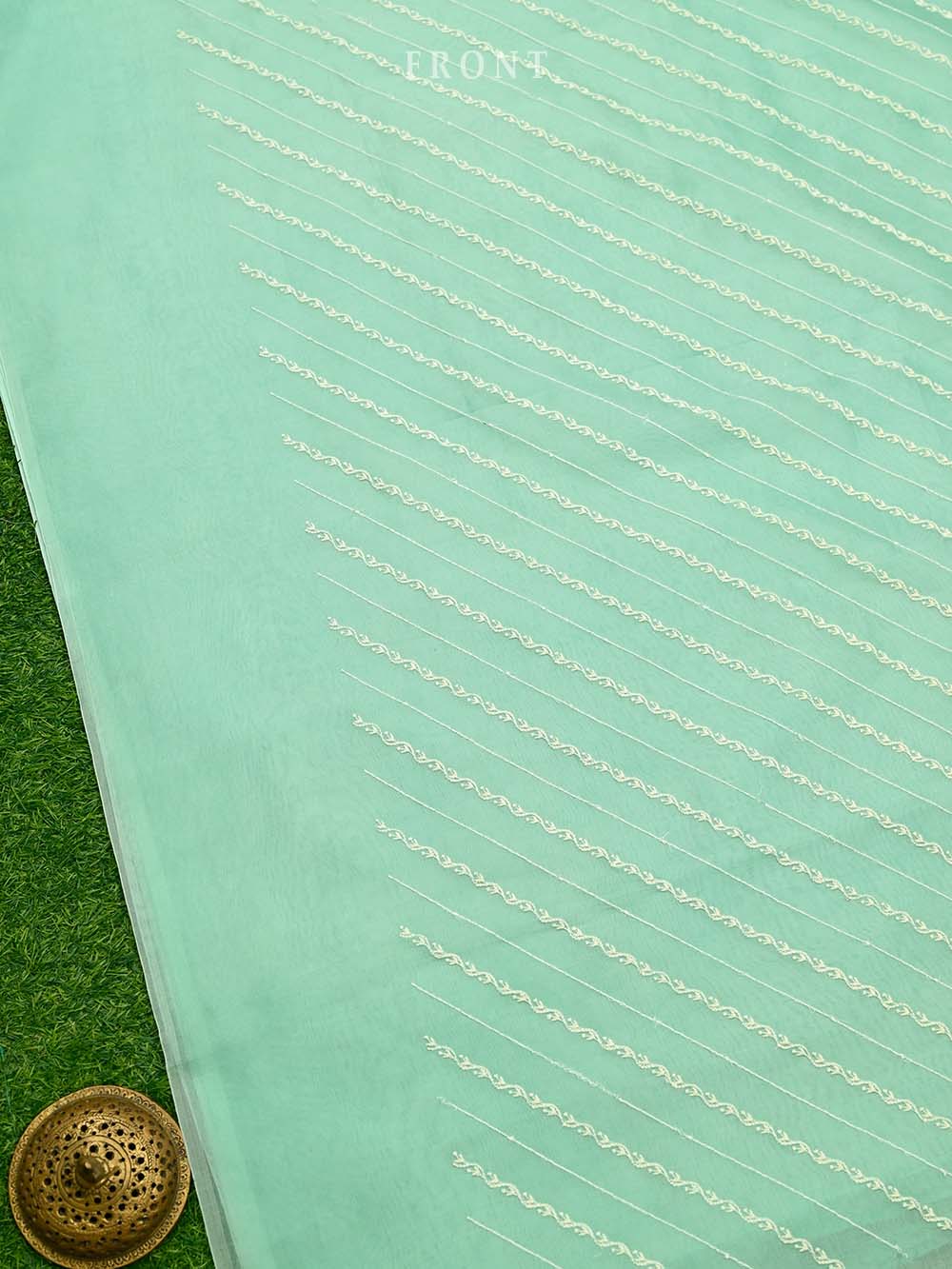 Sea Green Embroidery Organza Handloom Banarasi Suit - Sacred Weaves