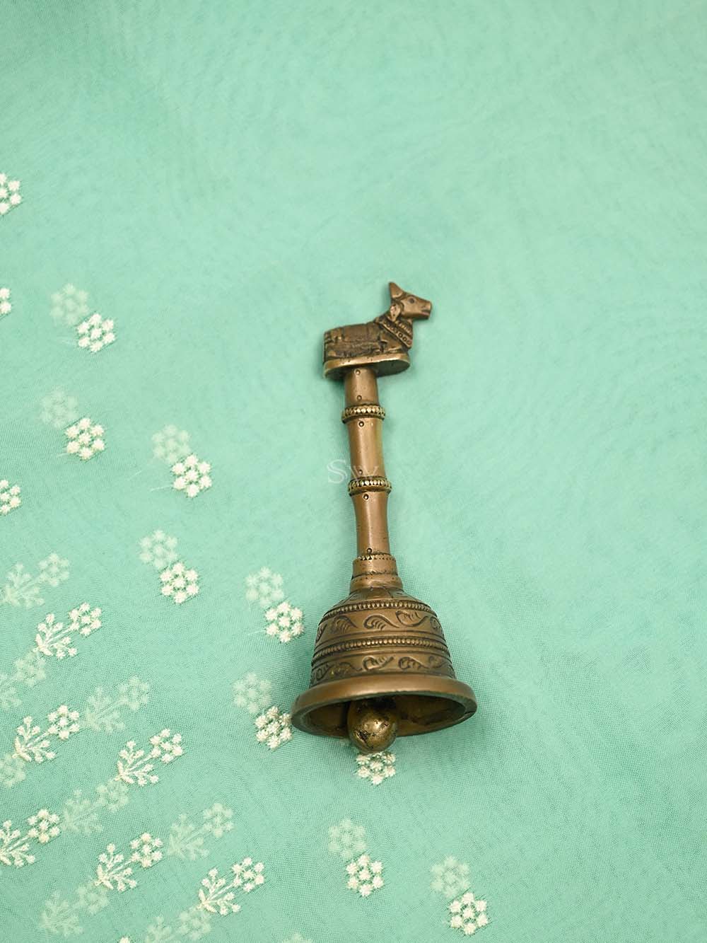 Sea Green Embroidery Organza Handloom Banarasi Suit - Sacred Weaves
