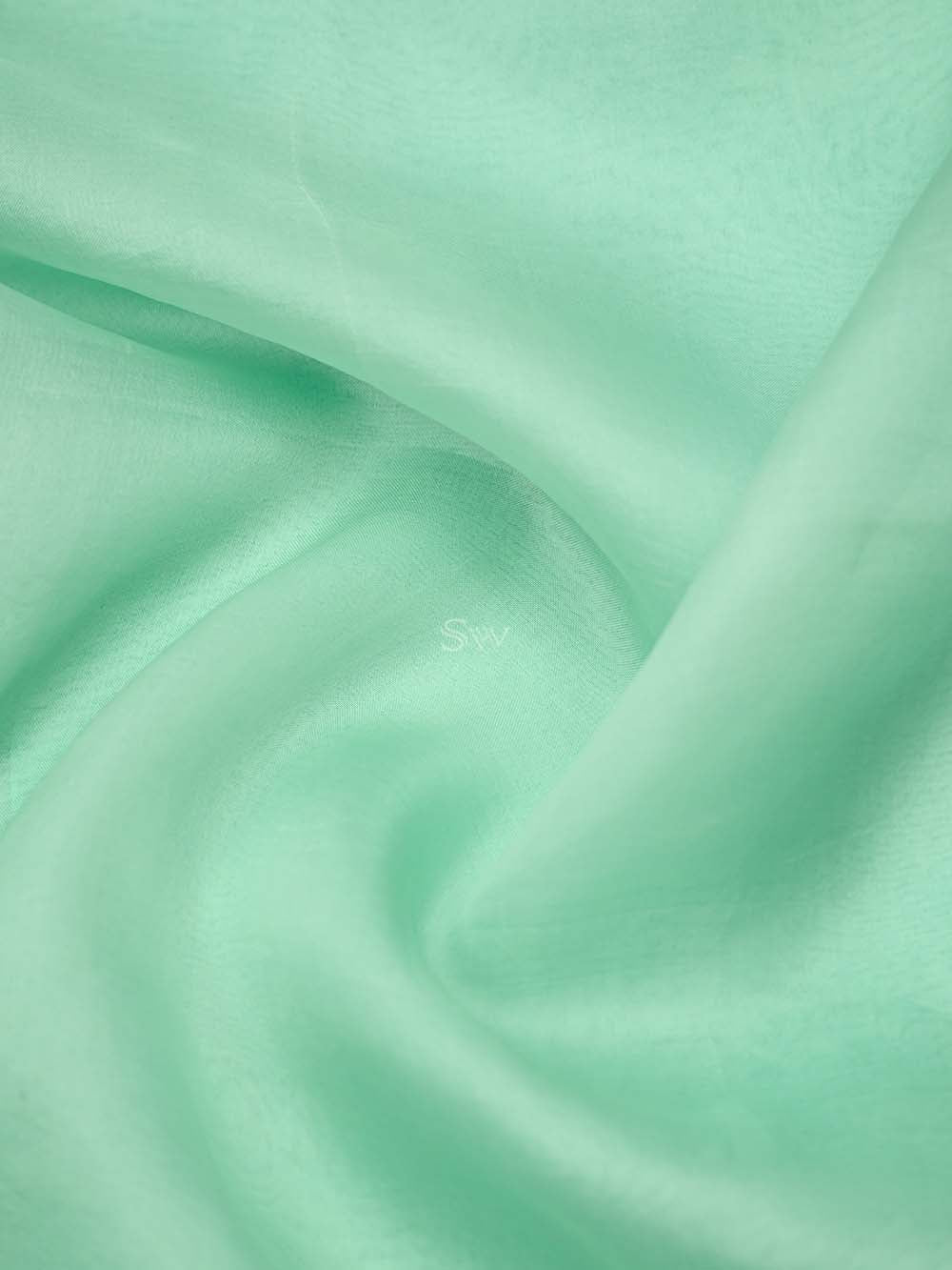 Sea Green Embroidery Organza Handloom Banarasi Suit - Sacred Weaves