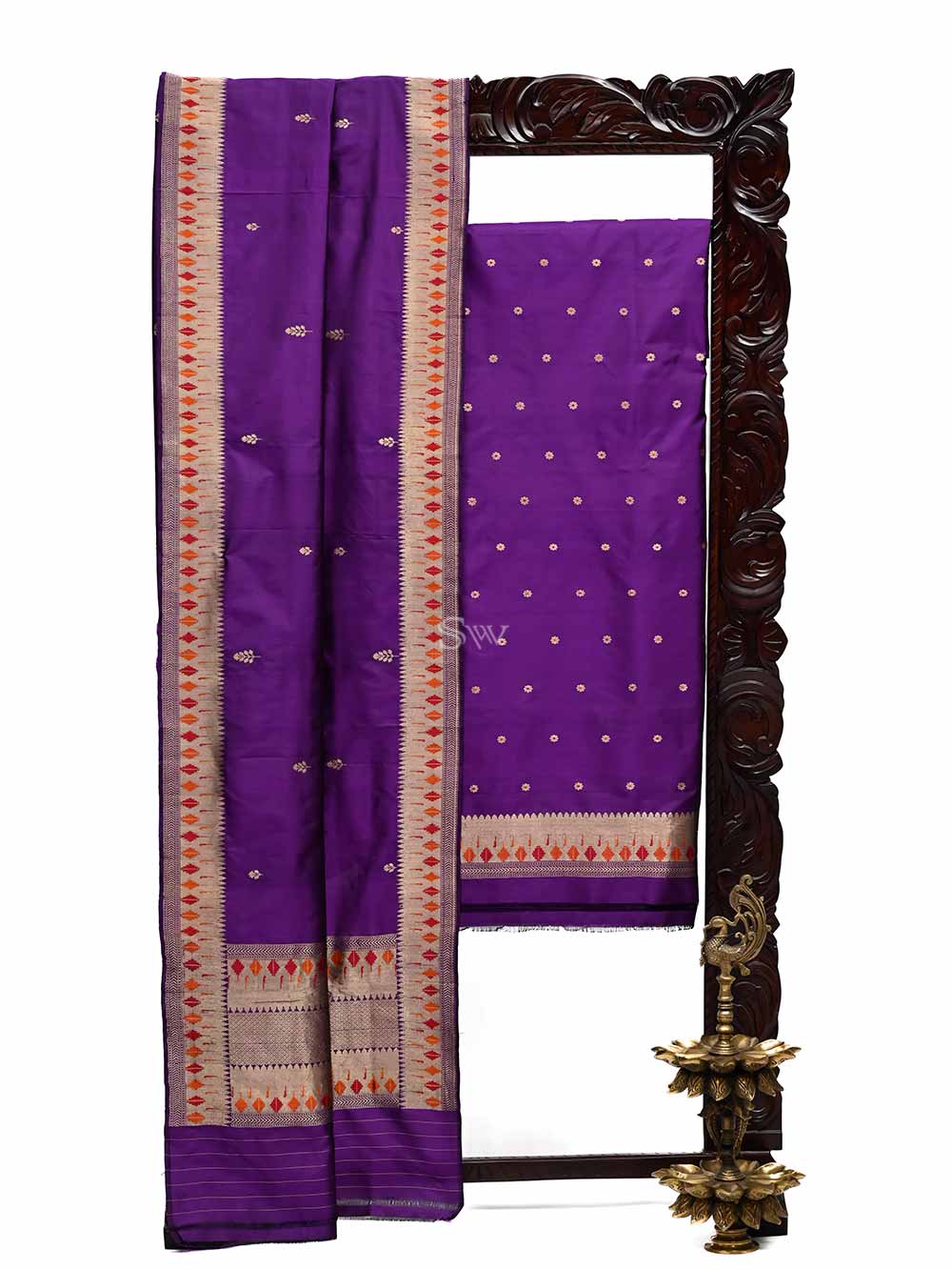 Purple Meenakari Katan Silk Handloom Banarasi Suit - Sacred Weaves
