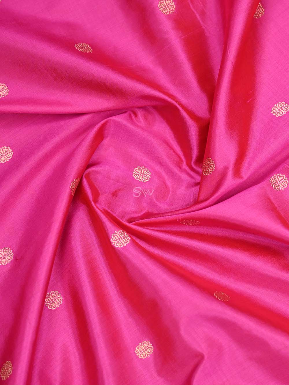 Magenta Booti Katan Silk Handloom Banarasi Dupatta - Sacred Weaves