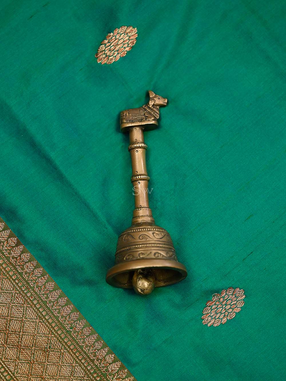 Green Booti Katan Silk Handloom Banarasi Dupatta