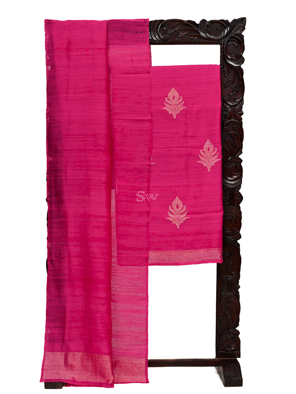 Dark Pink Dupion Silk Handloom Banarasi Suit - Sacred Weaves